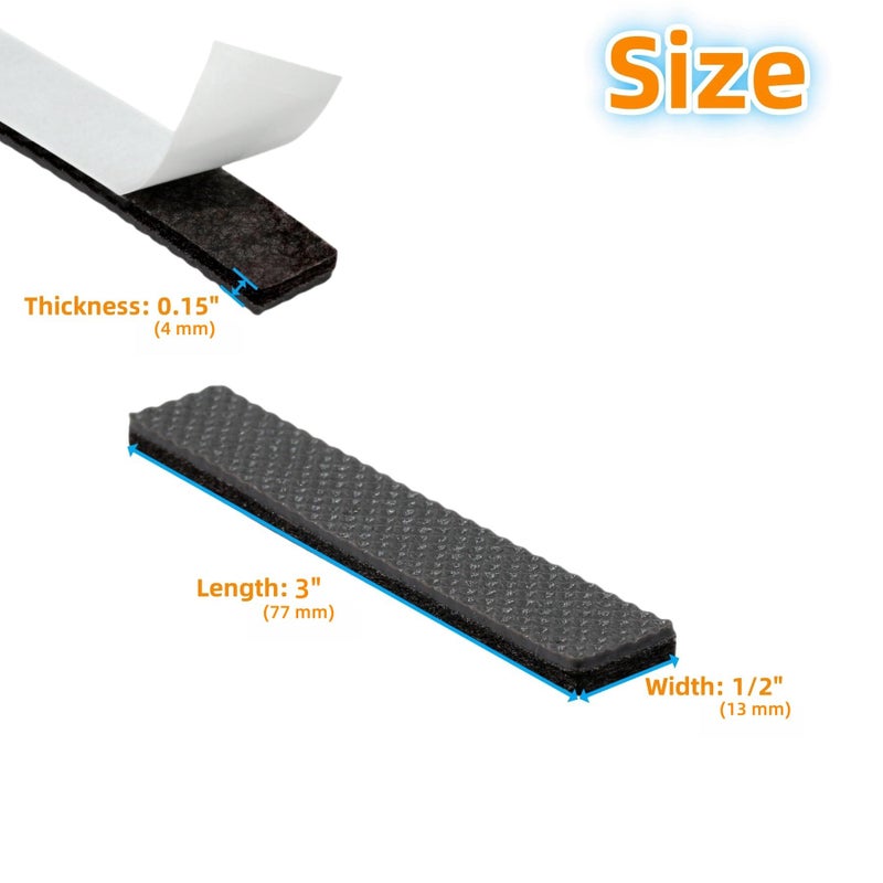 Furnigear Non Slip Furniture Pads 1/2"" x 3"" Rubber Strips Self Adhesive Furniture Grippers Chair Leg Pads Rubber Chair Feet Anti Scratches Non Skid Furniture Pad Floor Protectors, 40 Pcs Rectangle - Image 2